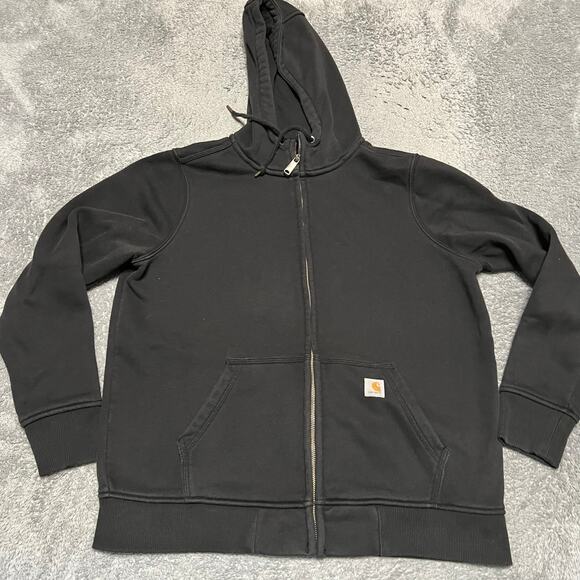 Carhartt Tops - Carhartt Hoodie Womens Large 12-14 Relaxed Zip Black Workwear